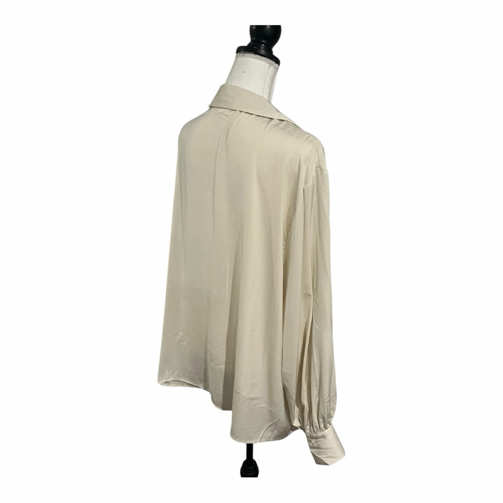 Bundle of GAP lightweight satiny blouses XXL Cream, Black and Dark Green - Picture 6 of 11